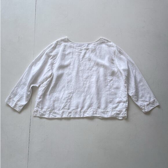 J. JILL White Linen Long Sleeve Pocket Top / Sz 3X / Lagenlook Minimal Casual - Picture 5 of 13